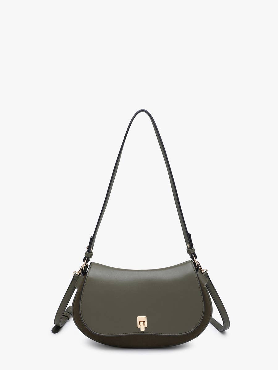 Jen & Co. Quinn Faux Suede Shoulder Bag w/ Push Lock