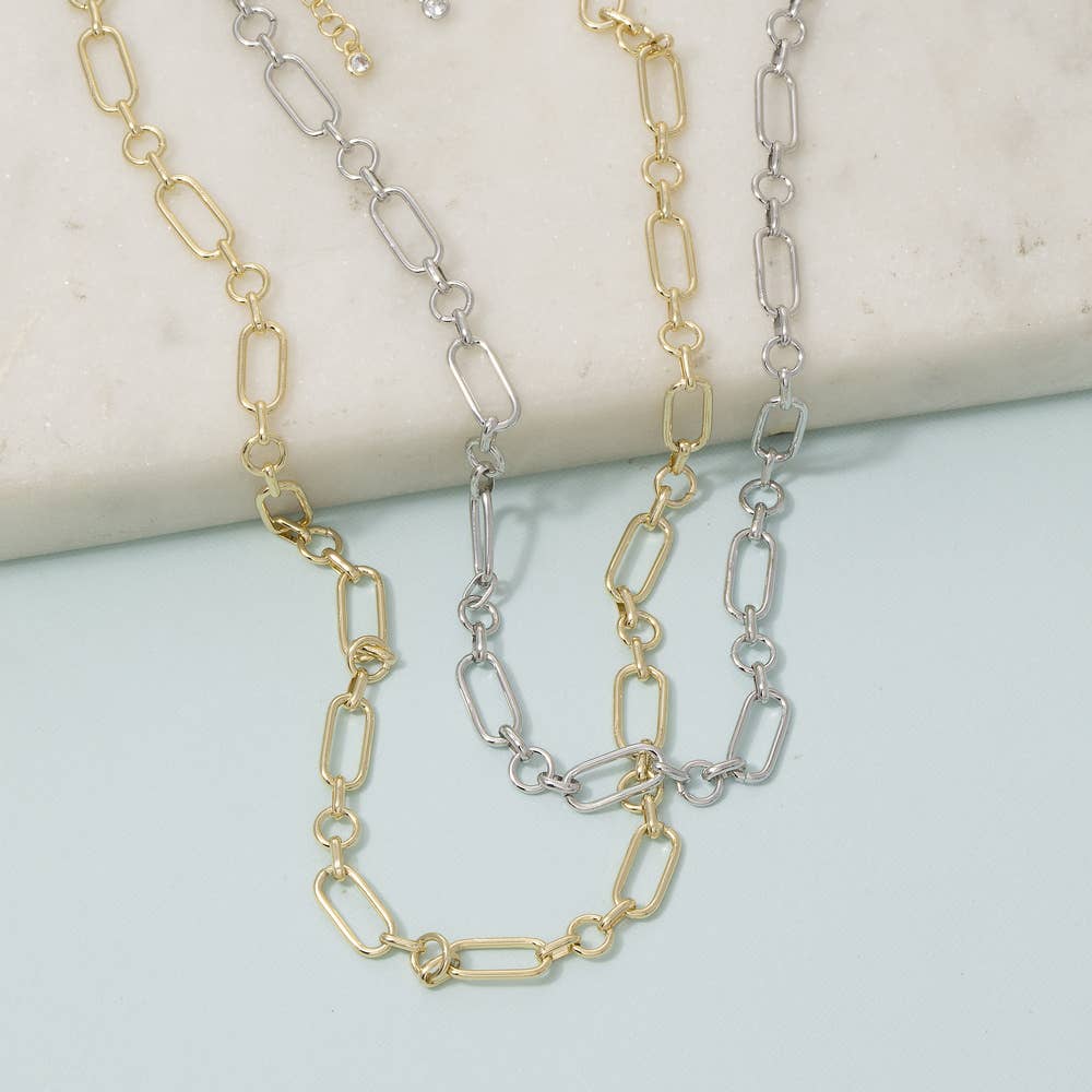 Gold Dipped Paperclip Oval Link Chain Necklace