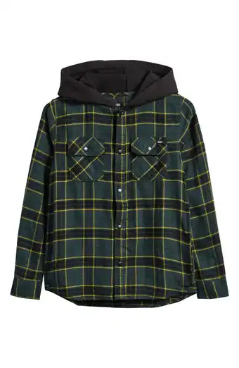 Parkway II Plaid Cotton Hooded Snap-Up Shirt Jacket