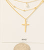Fame Layered Chains Cross And Pearl Charm Necklace