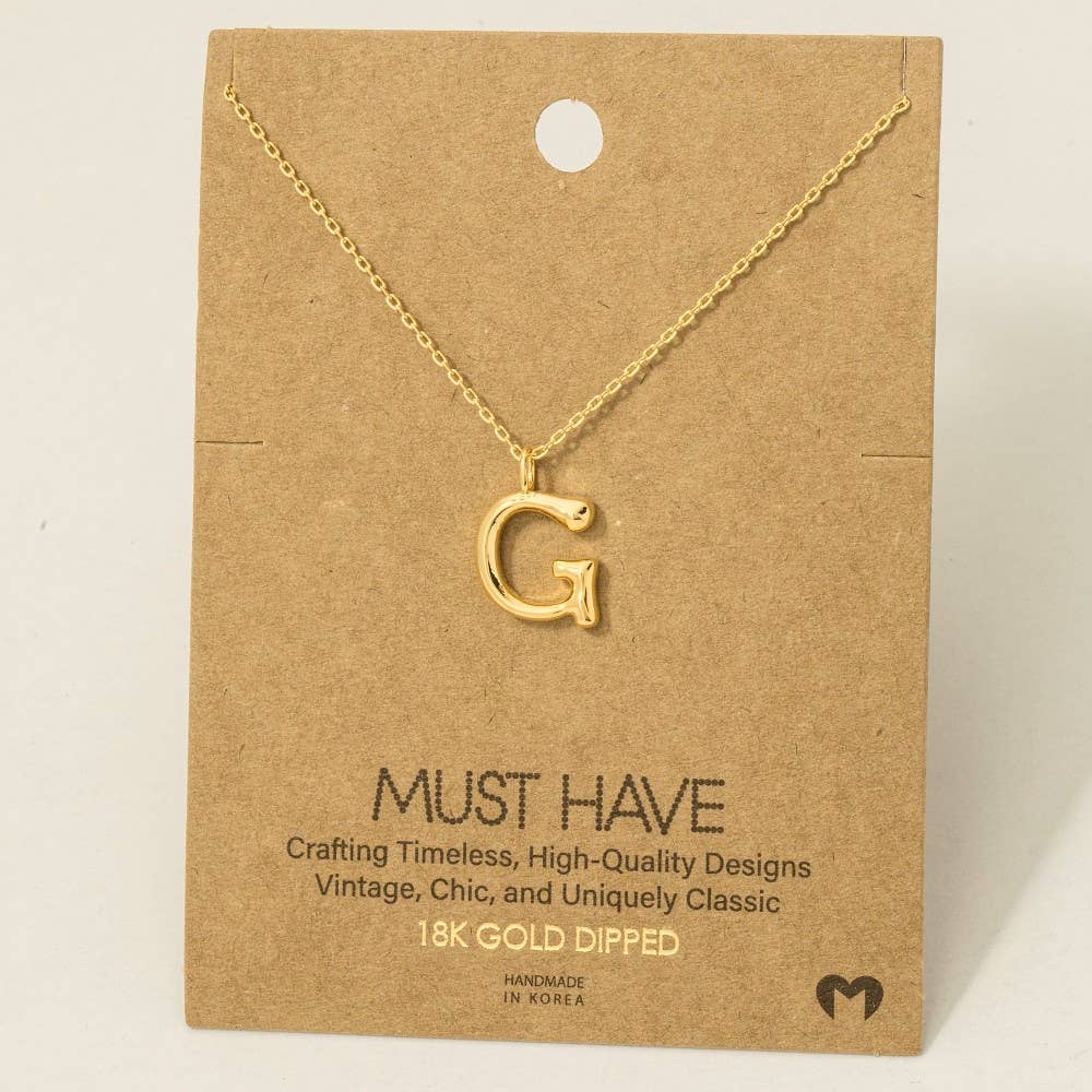 Fame Bubble Letter Pendant Necklace: L Gold