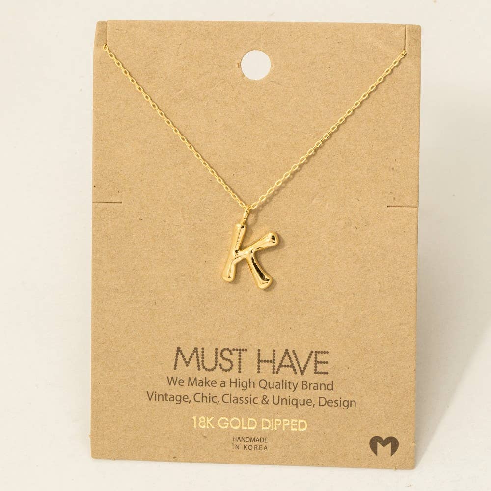 Fame Bubble Letter Pendant Necklace: N Silver