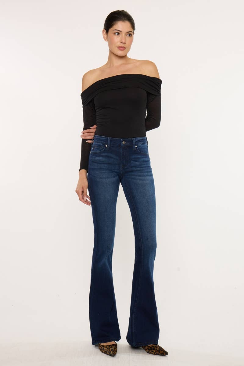 KanCan Women's Mid-Rise Flare Jeans