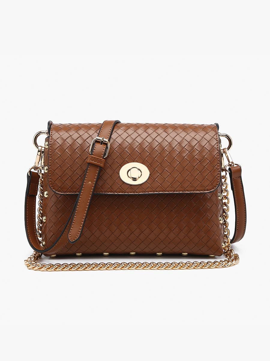 Jen & Co. Yazmin Faux Woven Crossbody Bag – Chain Strap