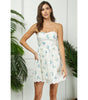 Veveret Flower Printed Lace Tube Mini Dress