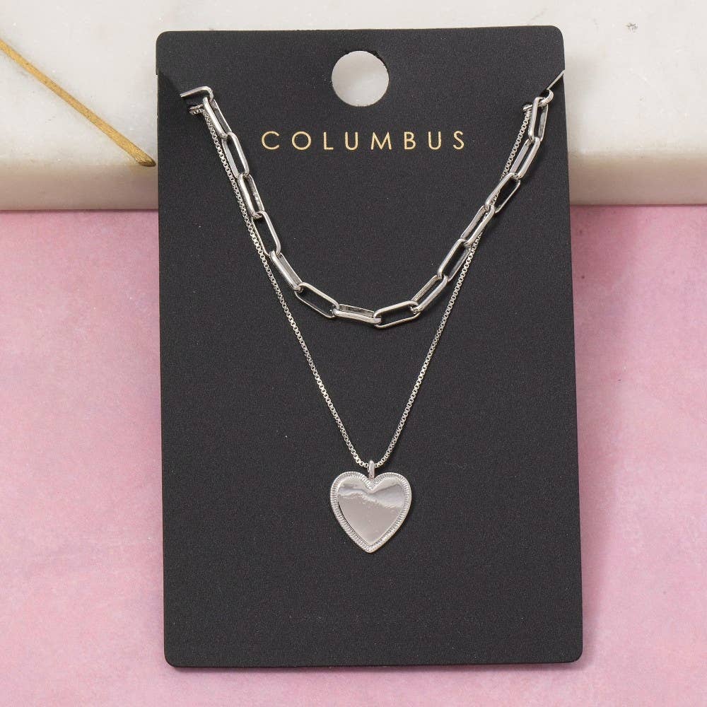 Fame Heart Pendant Chain Layered Necklace