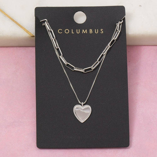 Fame Heart Pendant Chain Layered Necklace