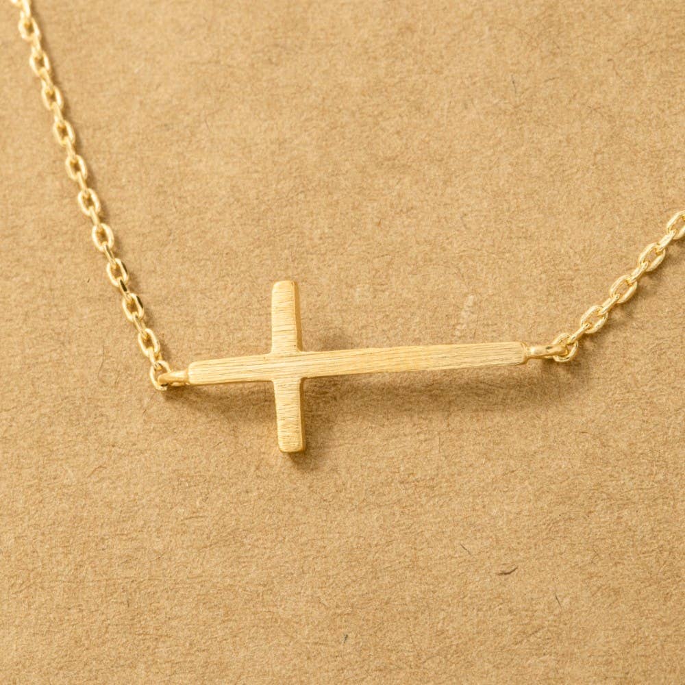 Fame Side Cross Pendant Necklace