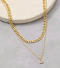 Secret Box Gold Dipped Layered Chain Cz Charm Necklace