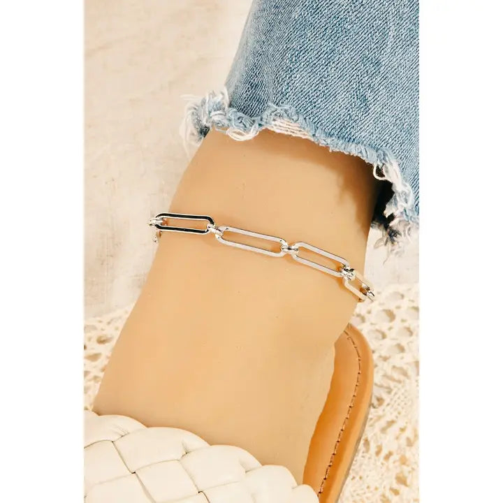 Stainless Steel Oval Chain Link Anklet