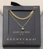 Secret Box Gold Dipped Layered Chain Cz Charm Necklace