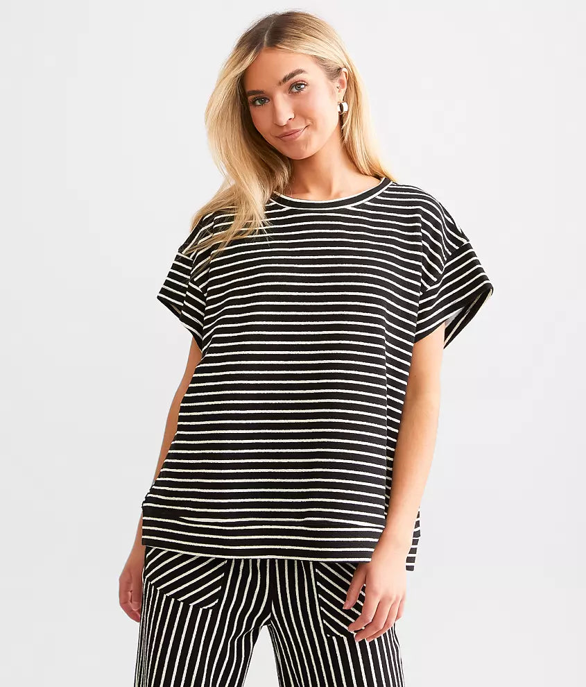 Textured Knit Thin Stripe Top