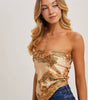 BLUE IVY WOMEN'S PAISLEY SATIN BANDANA TUBE TOP