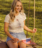 4th of July Miss Liberty Micro Cropped Tee