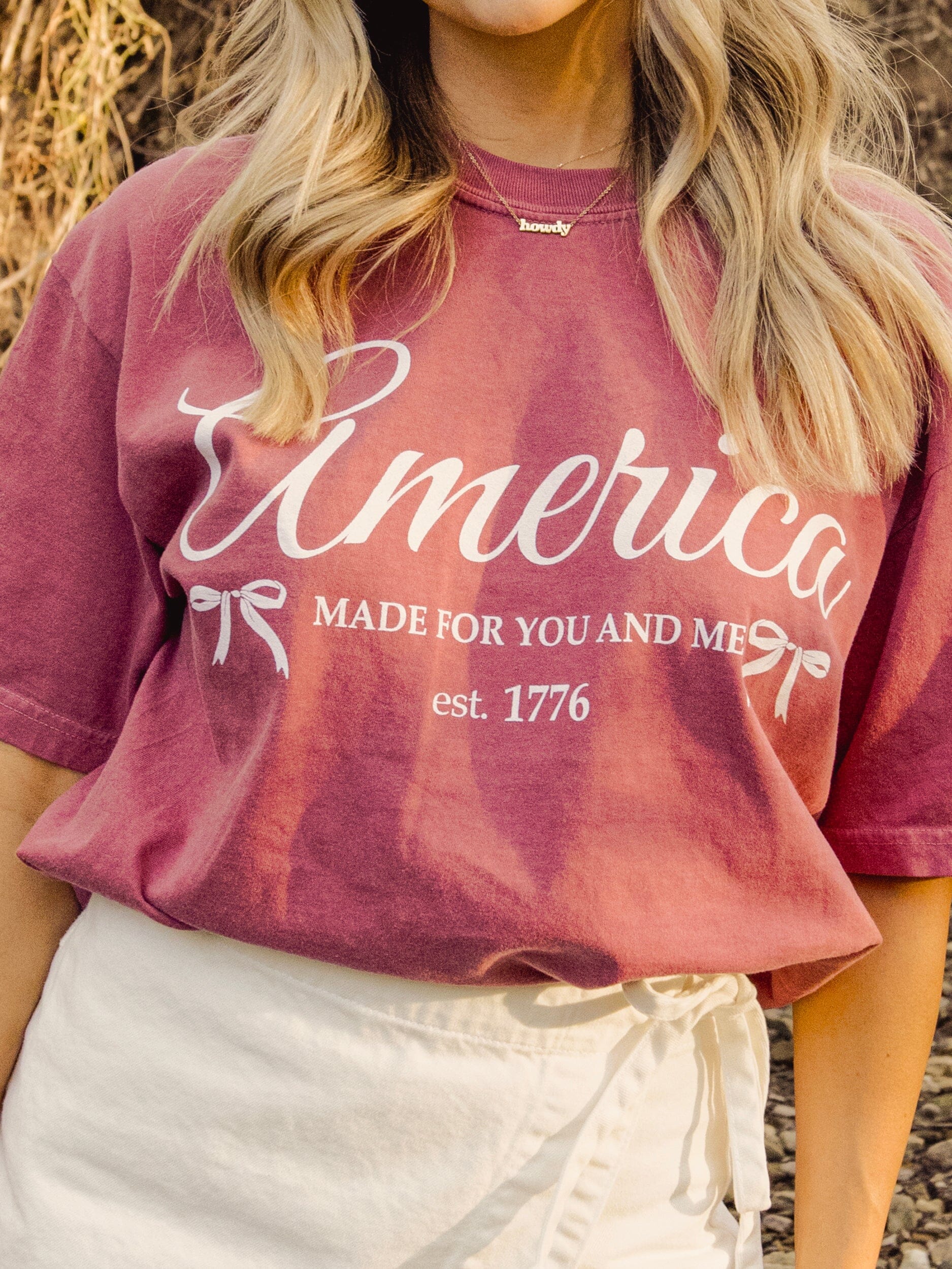 Made For You and Me America Bows Tee