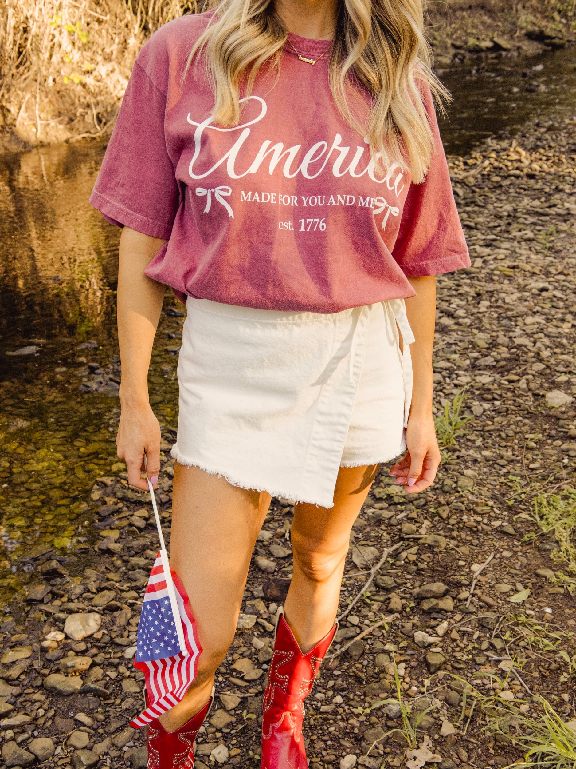 Made For You and Me America Bows Tee