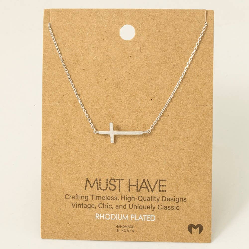 Fame Side Cross Pendant Necklace
