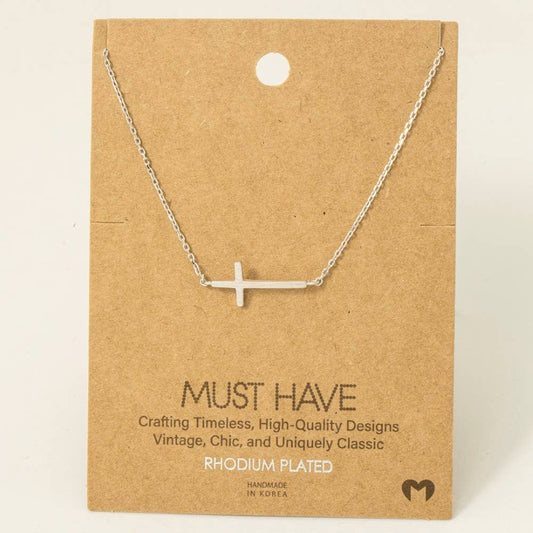 Fame Side Cross Pendant Necklace