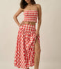 Promesa Gingham Plaid Smocked Cropped Ruffle Cami Top