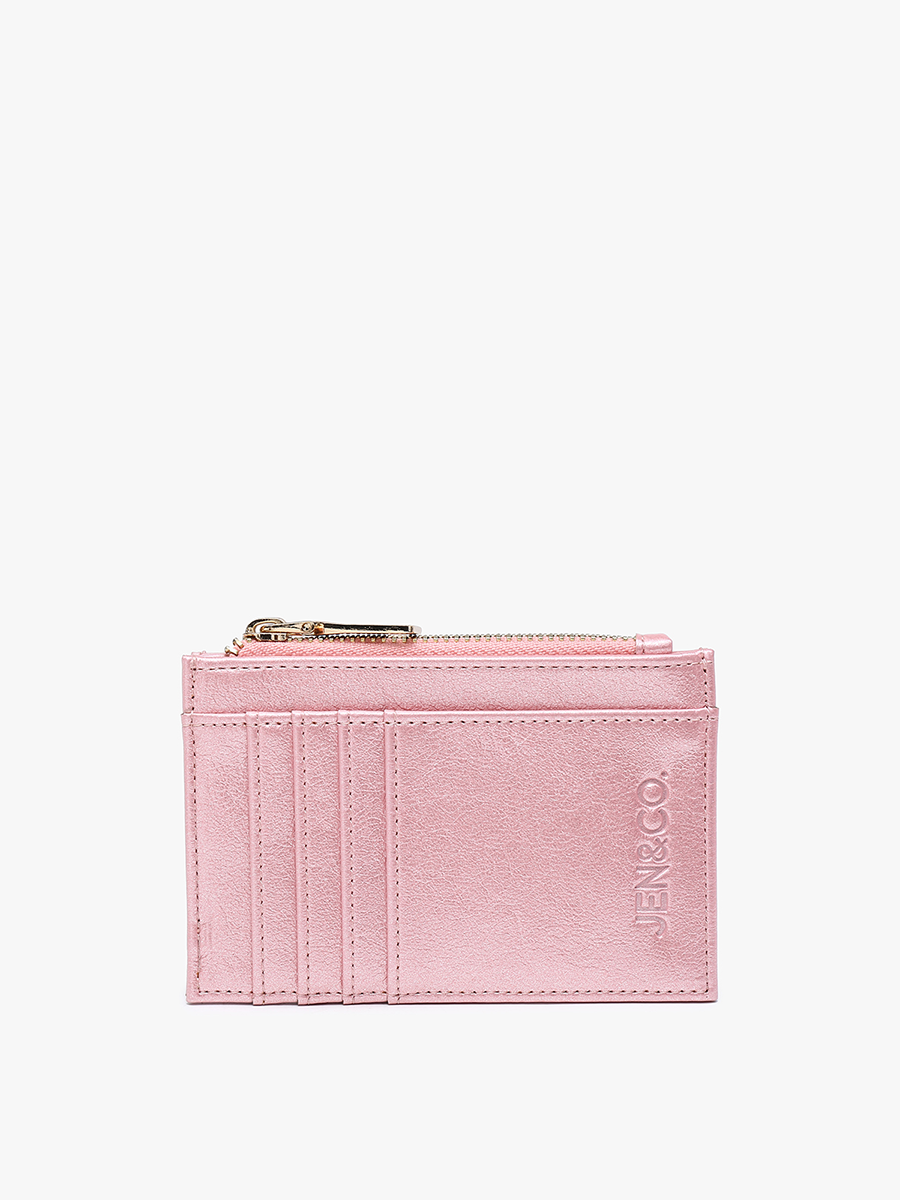 Jen & Co. Sia Zip Card Holder Wallet – Compact Vegan Leather