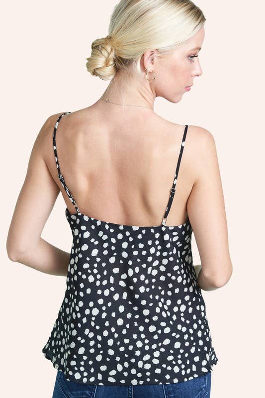 La Miel Polka Dot Flowy Camisole with Adjustable Straps