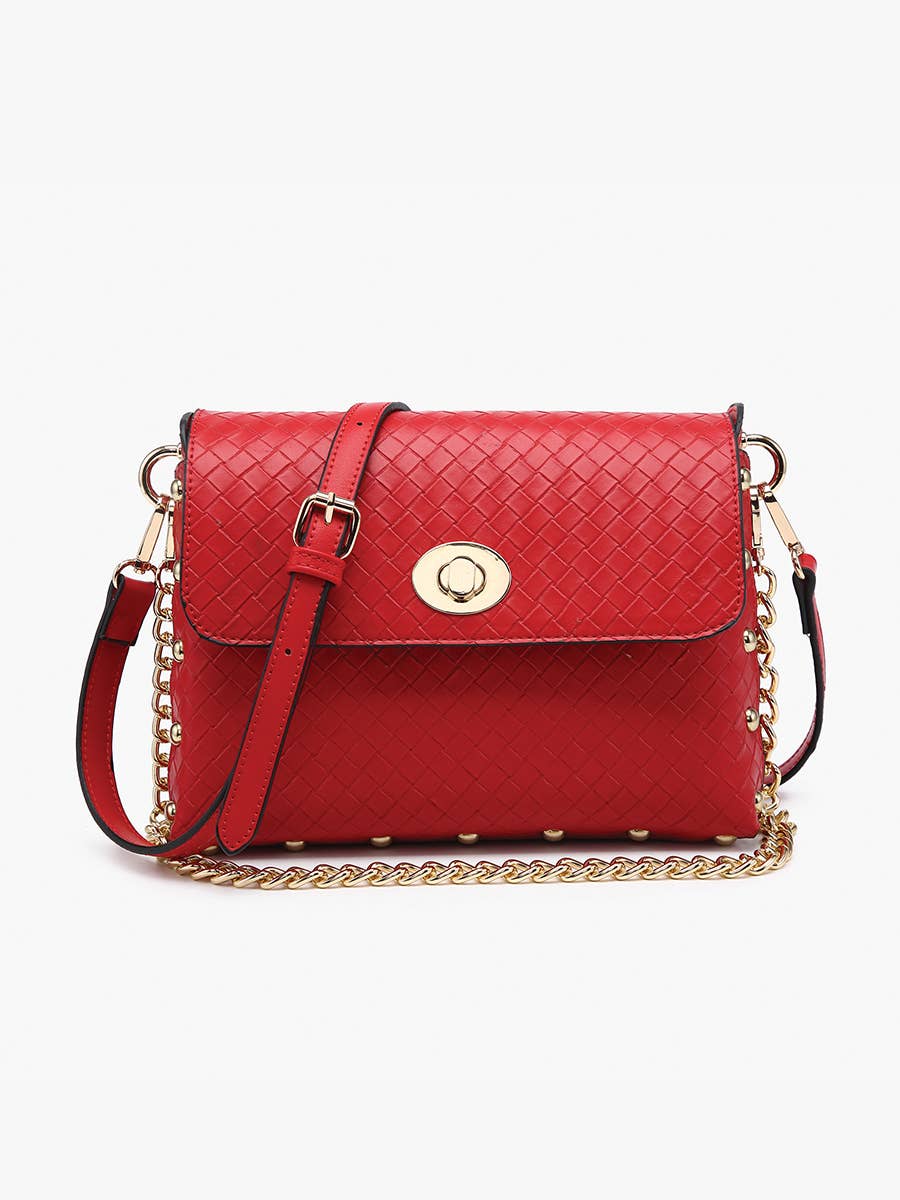 Jen & Co. Yazmin Faux Woven Crossbody Bag – Chain Strap