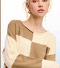 Checkered Sweater Loose Fit Rolled Hem Sweater