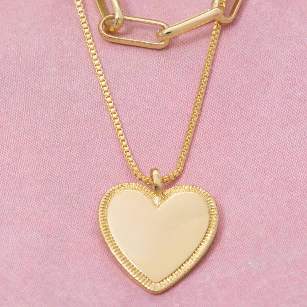 Fame Heart Pendant Chain Layered Necklace