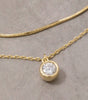 Round Cz Pendant Layered Chains Necklace