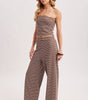 Bluivy Women's Striped Knit Tube And Wide Pants Set