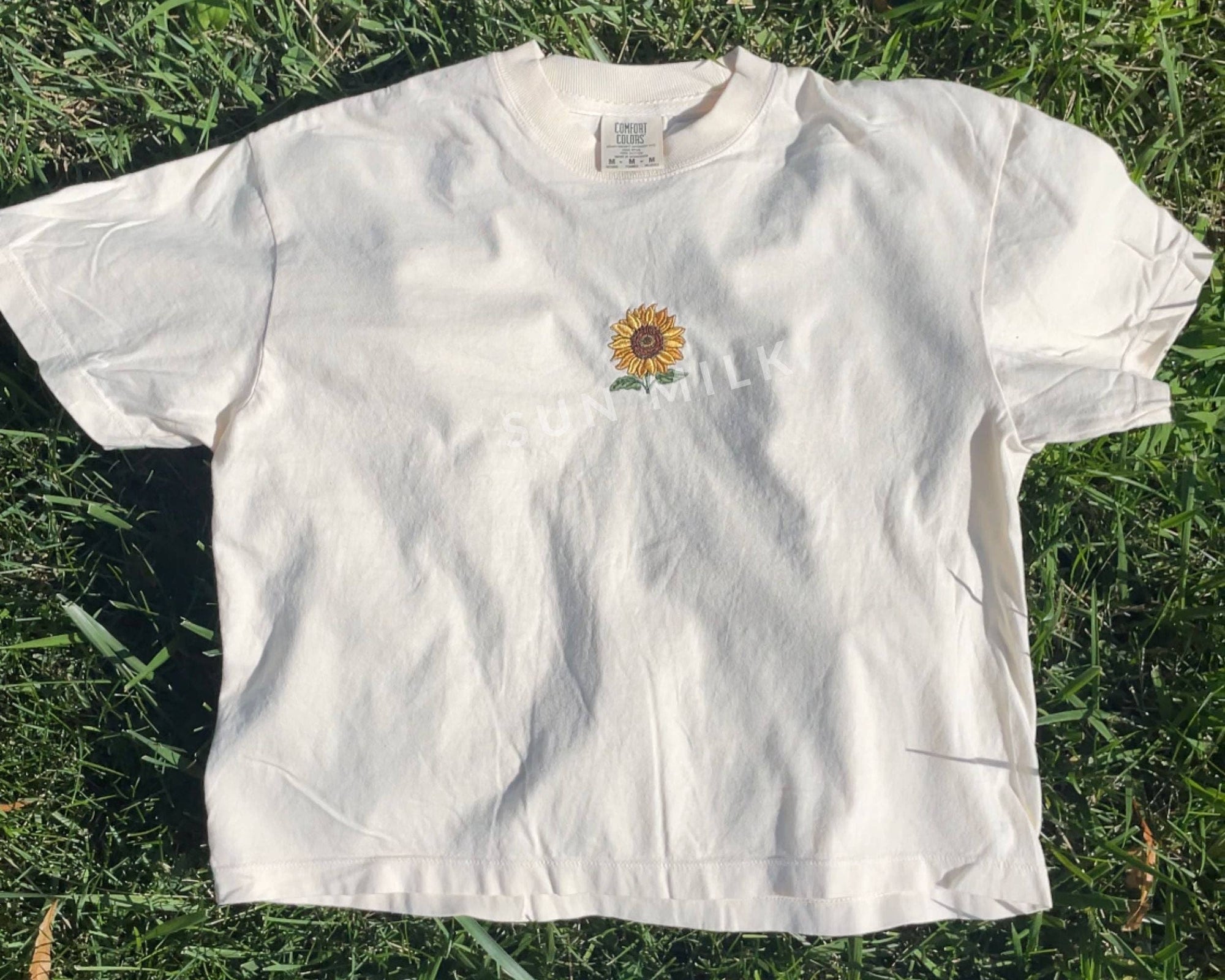 Sun Milk Women's Sunflower Cropped Boxy Tee