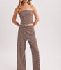 Bluivy Women's Striped Knit Tube And Wide Pants Set