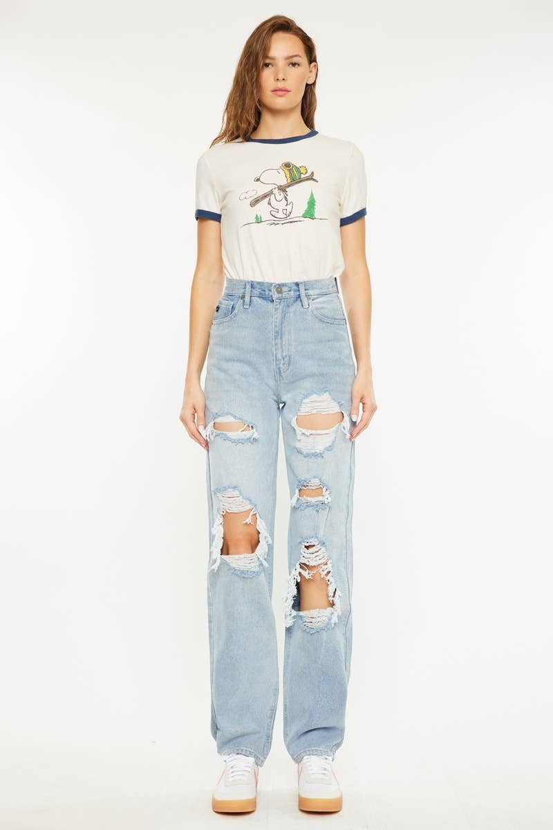 KanCan Women's High Rise 90's Baggy Jeans
