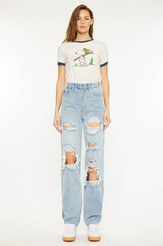 KanCan Women's High Rise 90's Baggy Jeans