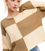 Checkered Sweater Loose Fit Rolled Hem Sweater