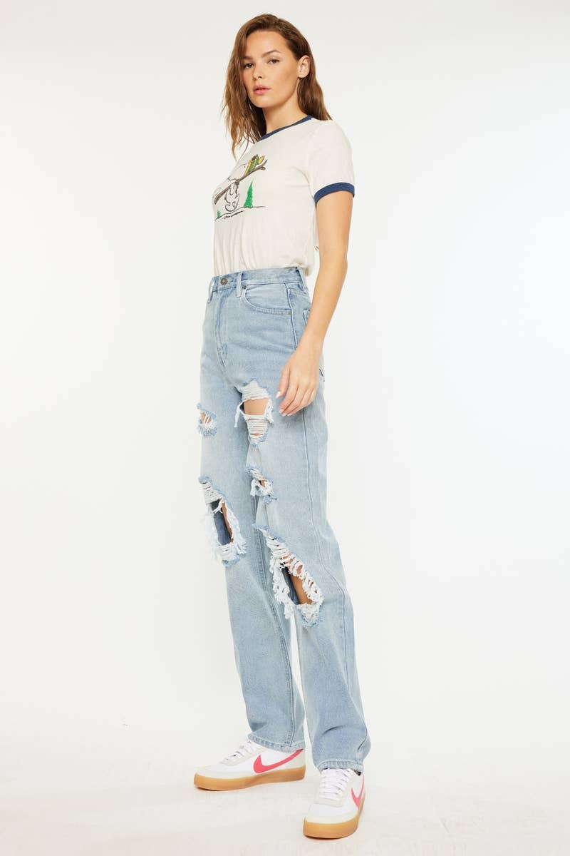 KanCan Women's High Rise 90's Baggy Jeans