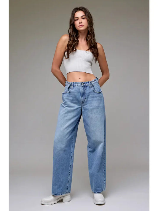 Hidden Jeans Women's Classic Adjustable Oversized Baggy Jean