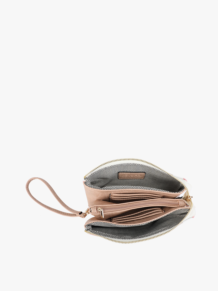 Jen & Co. Riley Checkered 3 Compartment Crossbody/Wristlet