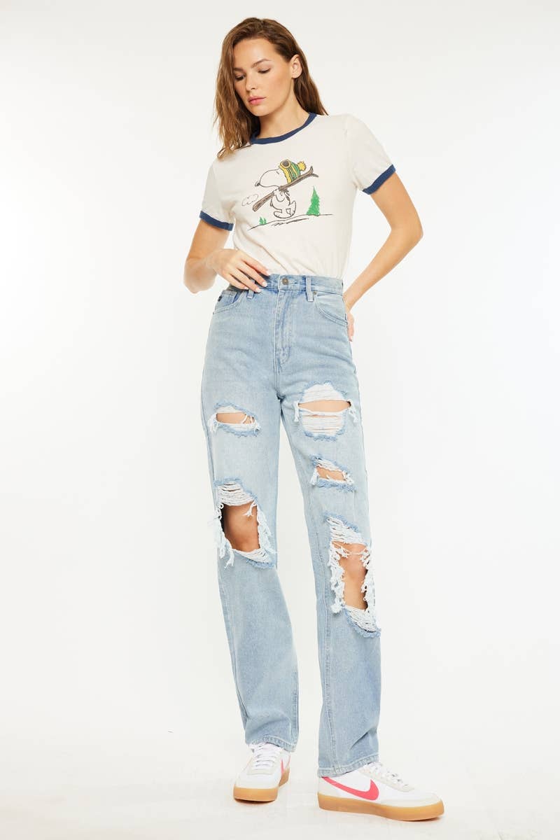 KanCan Women's High Rise 90's Baggy Jeans
