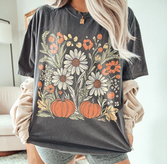 Southern Backroad Tees Women's Boho Fall Pumpkins Short Sleeve Tee