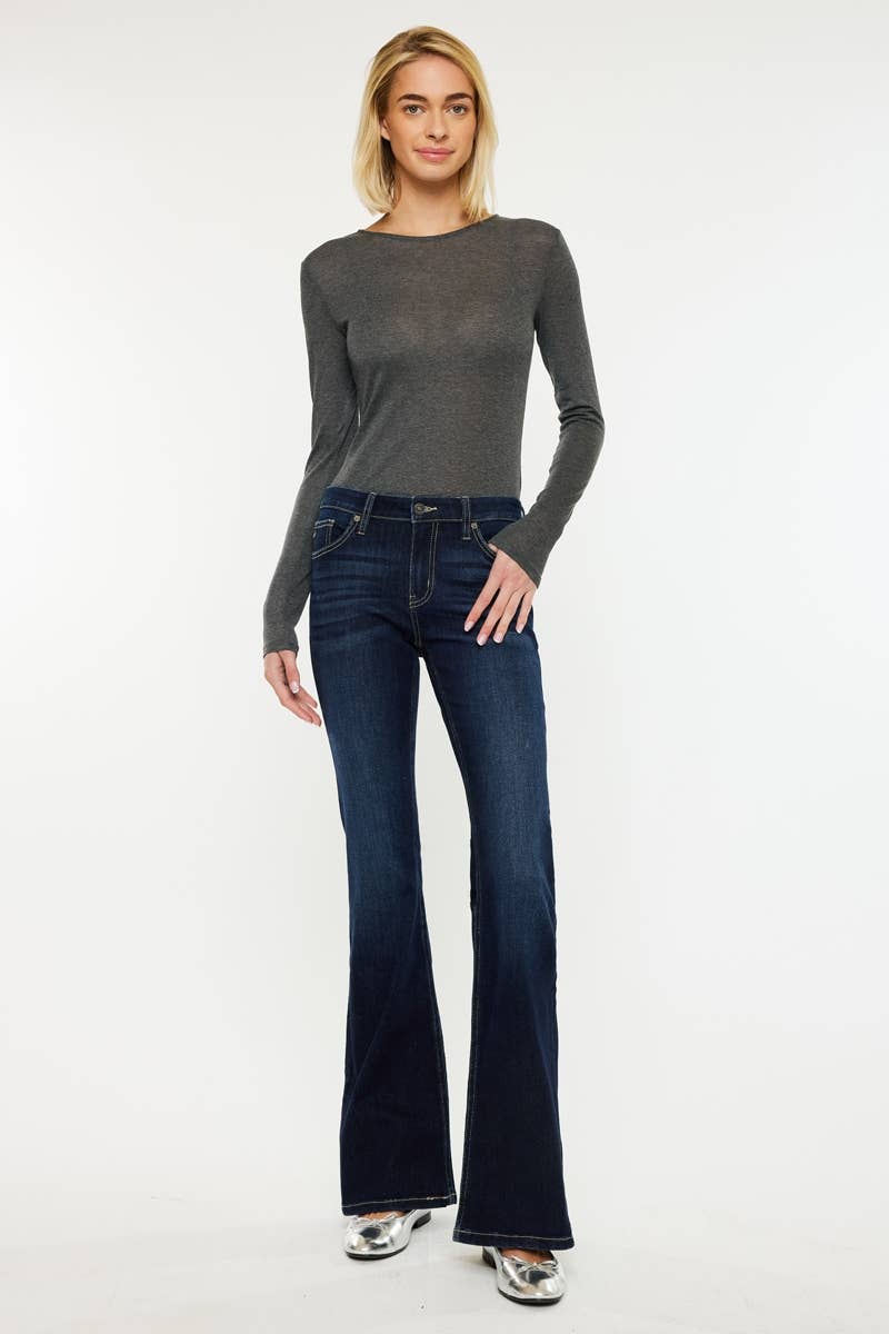 KanCan Women's Mid-Rise Flare Jeans