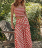 Promesa Gingham Plaid Smocked Cropped Ruffle Cami Top