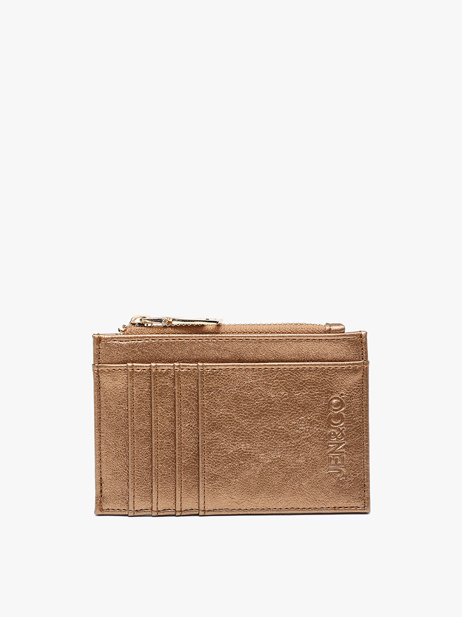Jen & Co. Sia Zip Card Holder Wallet – Compact Vegan Leather