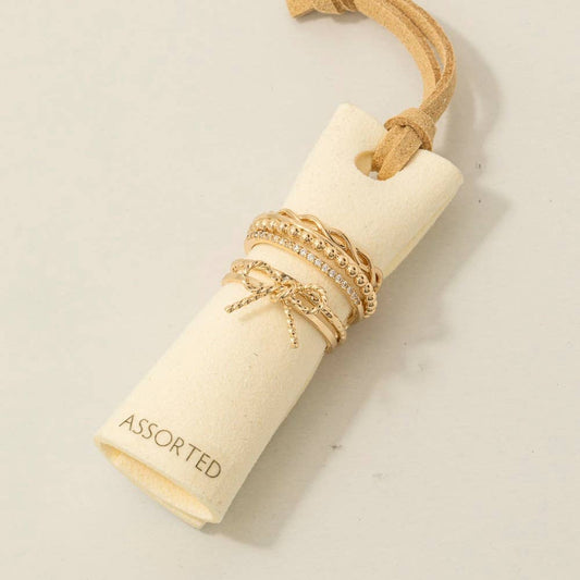 Fame 5pc Bow And Chain Style Band Rings