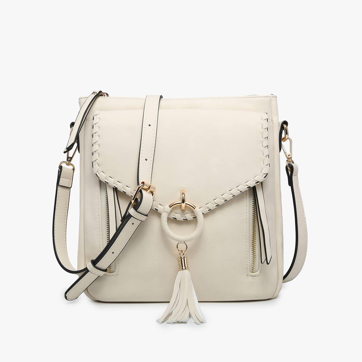 Jen & Co. Layla Faux Suede Whipstitch Crossbody w/ Tassel