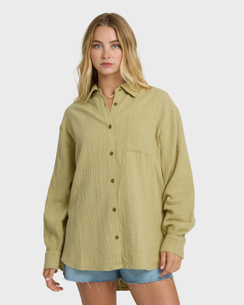 Billabong Women's Wanderer Solid L/S Woven Top