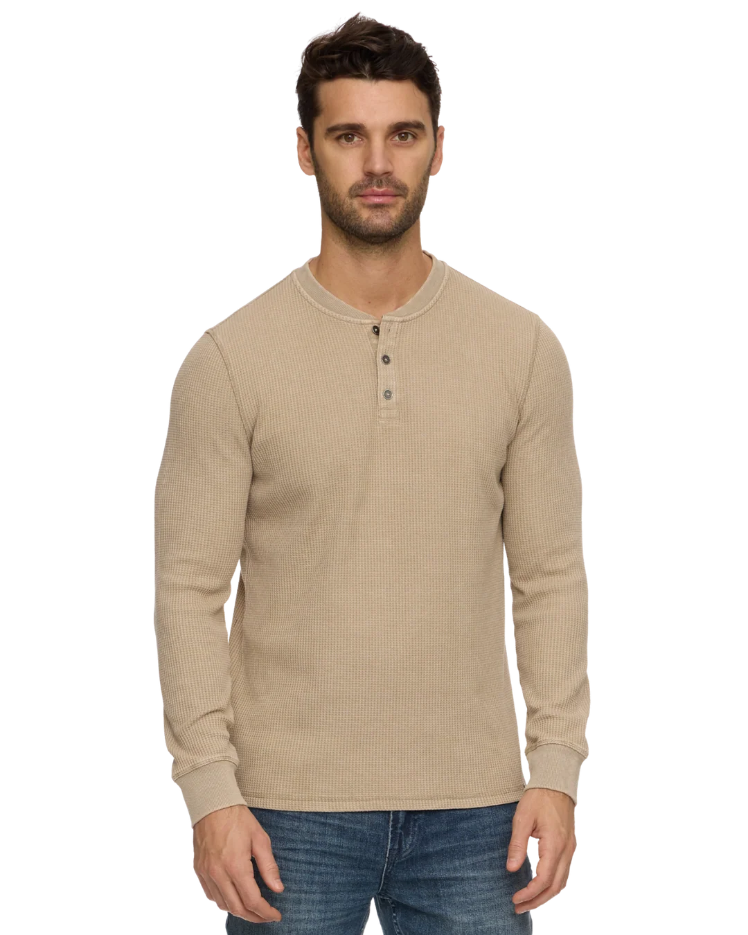 Flag and Anthem Men's Vintage Soft Waffle Henley Long Sleeve Shirt