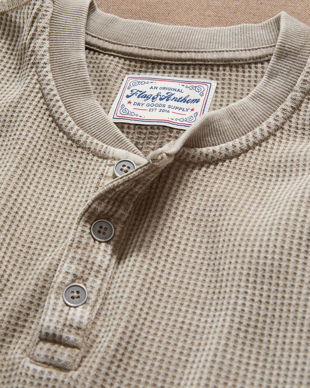 Flag and Anthem Men's Vintage Soft Waffle Henley Long Sleeve Shirt