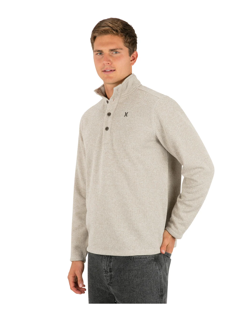 Hurley Men's Fairmont Mock Neck Quarter Button Sweater