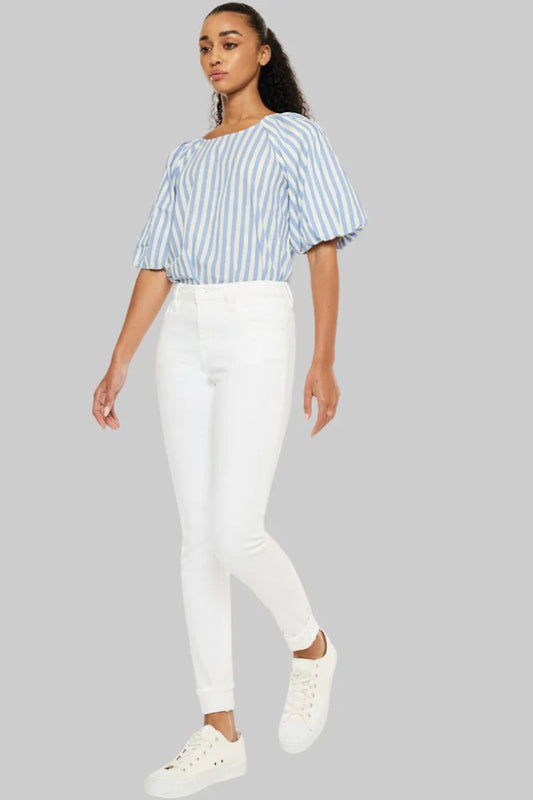 Mid Rise Cuffed Ankle Skinny